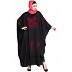 Designer Kaftan abaya with embroidery work- Black-Red